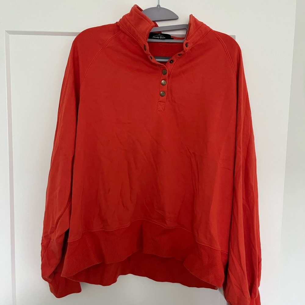 Cozy Orange Quarter Button Sweatshirt